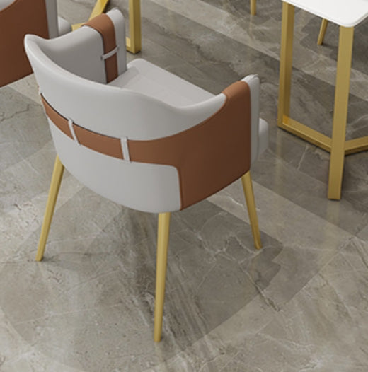 Silla de comedor de cuero tapizado de comedor de estilo glamoroso