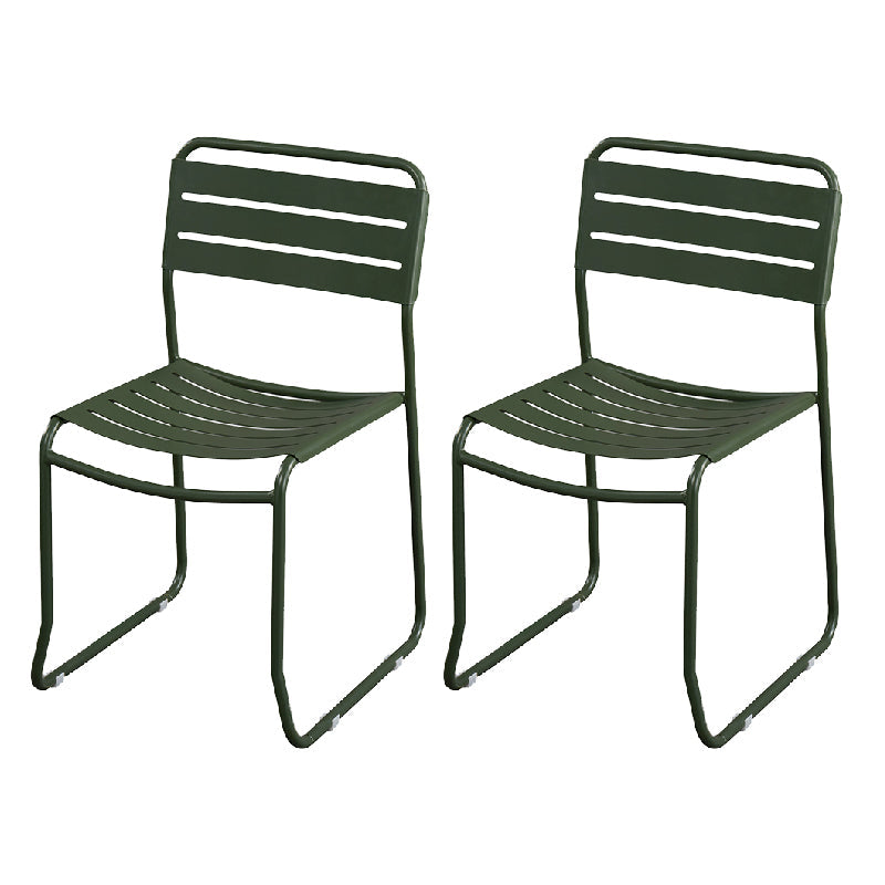 Glam Style Dining Chair Metal Ladder Back Side Chair for Patio