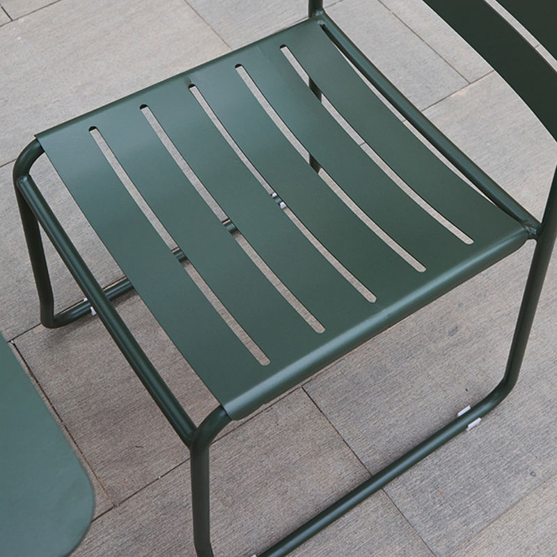 Glam Style Dining Chair Metal Ladder Back Side Chair for Patio