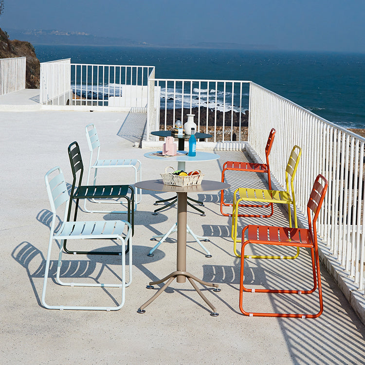 Glam Style Dining Chair Metal Ladder Back Side Chair for Patio