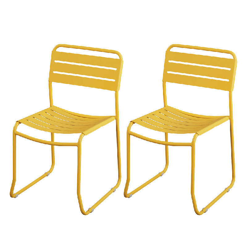 Glam Style Dining Chair Metal Ladder Back Side Chair for Patio