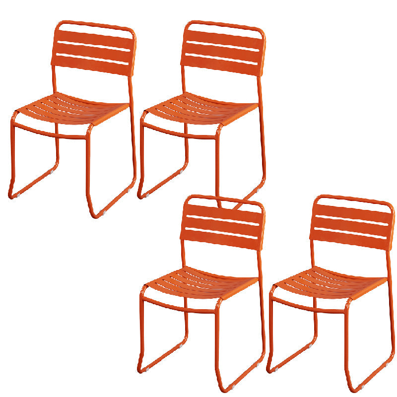 Glam Style Dining Chair Metal Ladder Back Side Chair for Patio