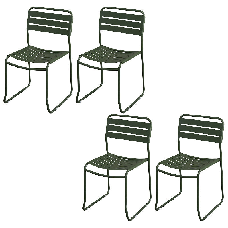 Glam Style Dining Chair Metal Ladder Back Side Chair for Patio