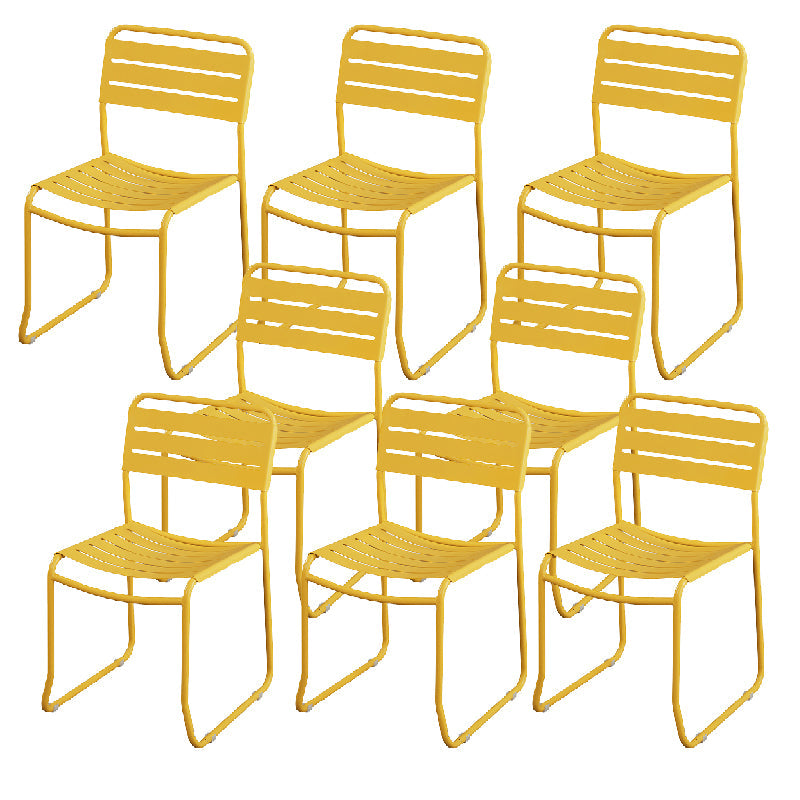 Glam Style Dining Chair Metal Ladder Back Side Chair for Patio