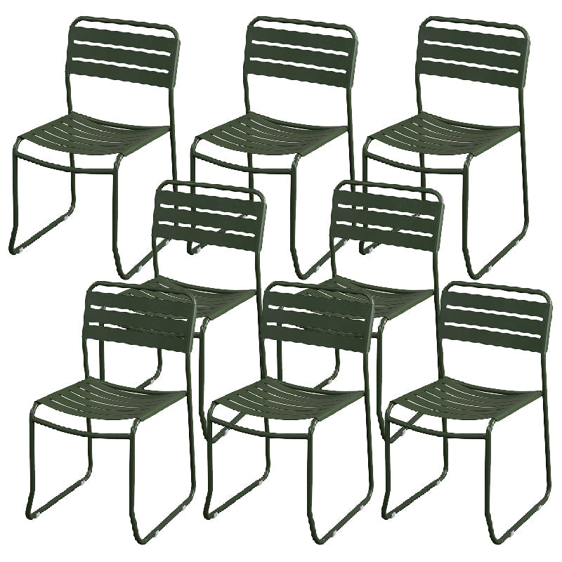 Glam Style Dining Chair Metal Ladder Back Side Chair for Patio