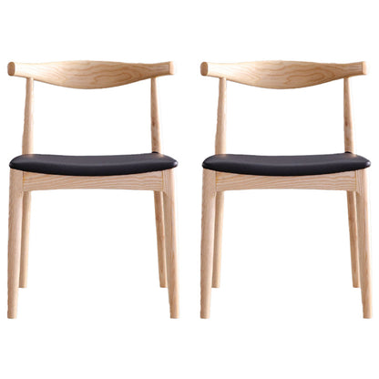 モダンなダイニングサイドチェアソリッドウッドとレザー湾曲したオープンバックアームレスチェア