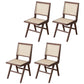 Contemporary Dining Side Chair Solid Wood and Rattan Open Back Armless Chair
