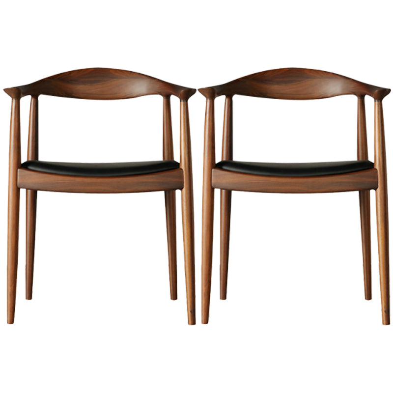 Eigentijdse rubberwood open stoel stoel natuurlijk lederen eetkamerstoel