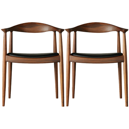 Eigentijdse rubberwood open stoel stoel natuurlijk lederen eetkamerstoel