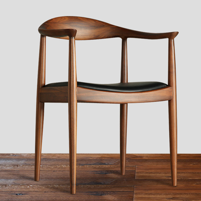 Eigentijdse rubberwood open stoel stoel natuurlijk lederen eetkamerstoel