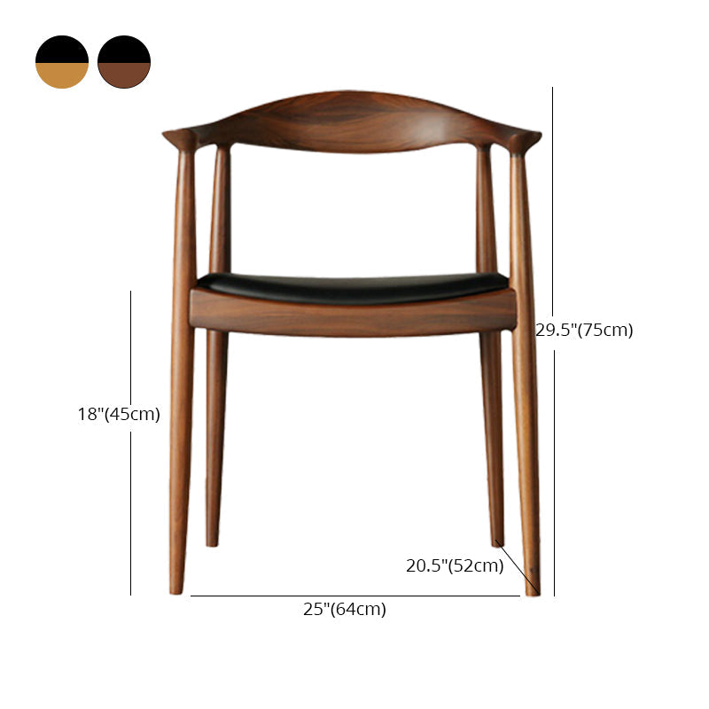Eigentijdse rubberwood open stoel stoel natuurlijk lederen eetkamerstoel