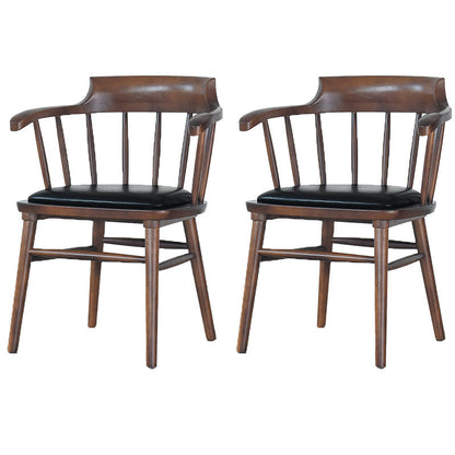 Contemporary Windsor Back Arm Chairs Leather Dining Chairs for Home