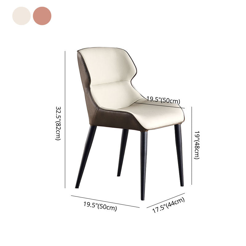 Leather Dining Side Chair Minimalist Style Wingback Parsons Arm Chairs