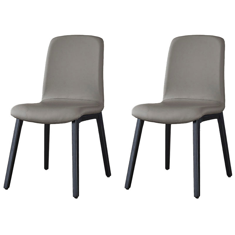 Minimalist Solid Back Dining Chairs Microfiber Leather Dining Chairs