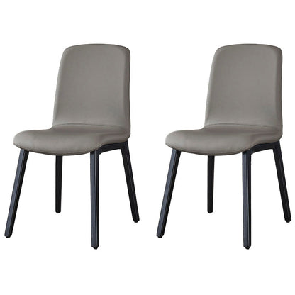 Minimalist Solid Back Dining Chairs Microfiber Leather Dining Chairs