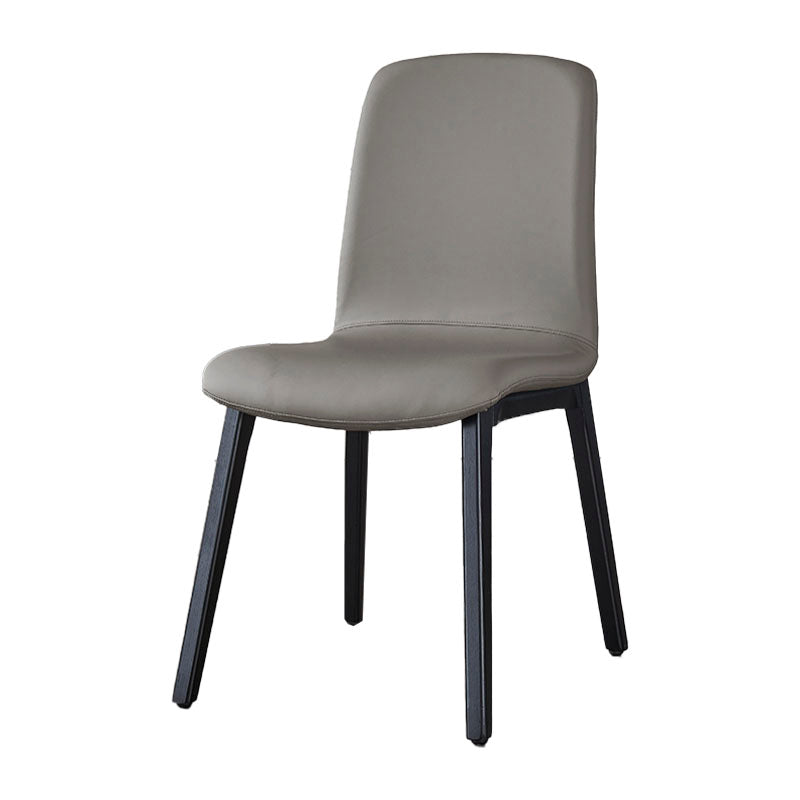 Minimalist Solid Back Dining Chairs Microfiber Leather Dining Chairs