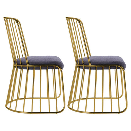 Glam Metal Dining Room Chair Windsor Back Side Chair for Home Use