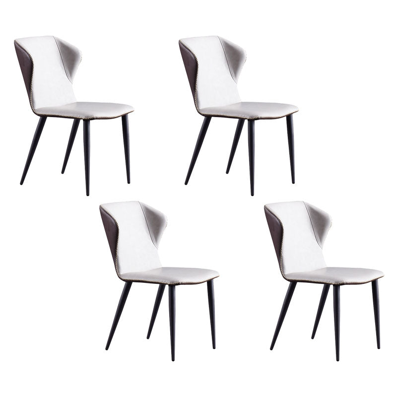Contemporary Dining and Accent Chairs Matte Finish Leather Curved Wingback Side Chair Grey 4 Piece Set Clearhalo 'Dining Chairs' 'Dining Tables & Seating' 'dining_chair' 'furn' 'furn_dining_chair' 'Furniture' 'Kitchen & Dining Furniture' 6035914