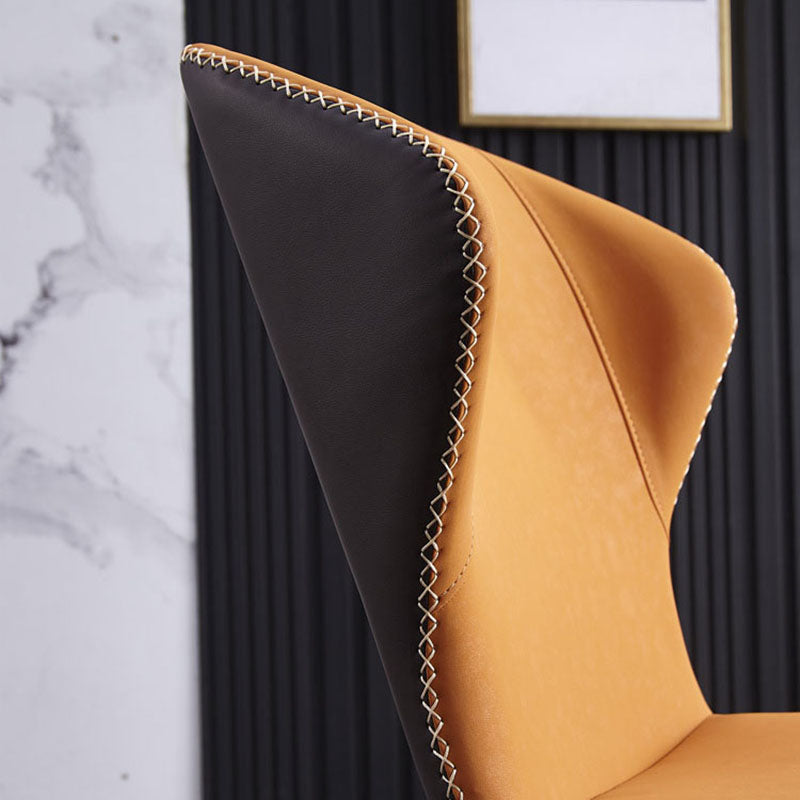 Contemporary Dining and Accent Chairs Matte Finish Leather Curved Wingback Side Chair Clearhalo 'Dining Chairs' 'Dining Tables & Seating' 'dining_chair' 'furn' 'furn_dining_chair' 'Furniture' 'Kitchen & Dining Furniture' 6035920