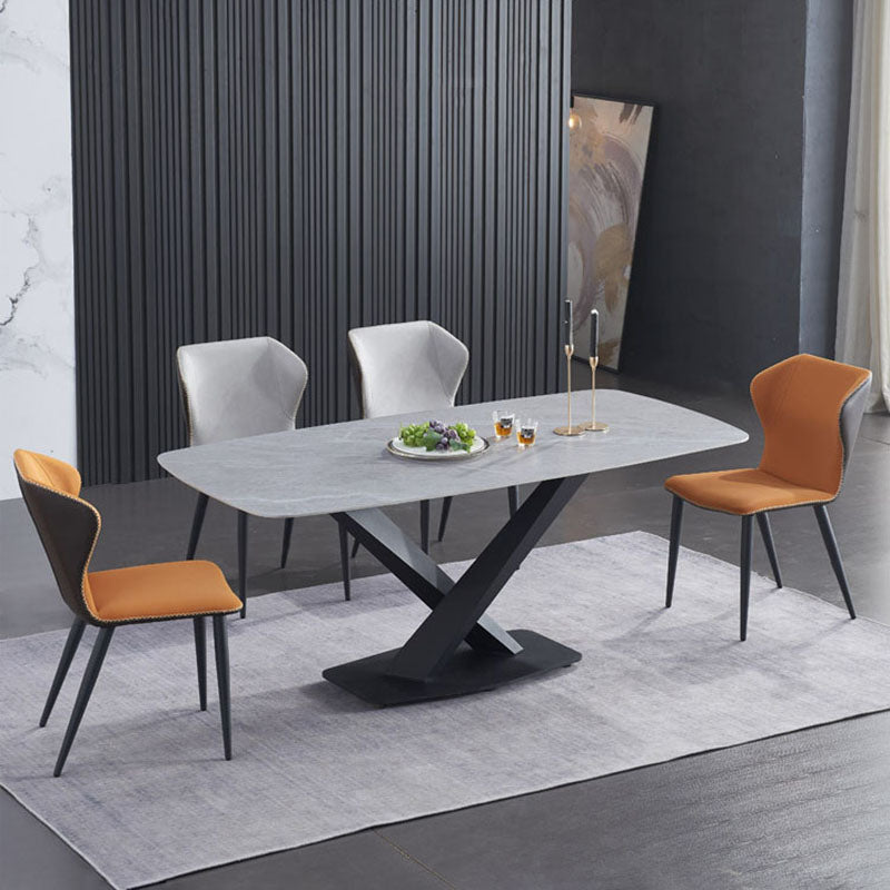 Contemporary Dining and Accent Chairs Matte Finish Leather Curved Wingback Side Chair Clearhalo 'Dining Chairs' 'Dining Tables & Seating' 'dining_chair' 'furn' 'furn_dining_chair' 'Furniture' 'Kitchen & Dining Furniture' 6035924