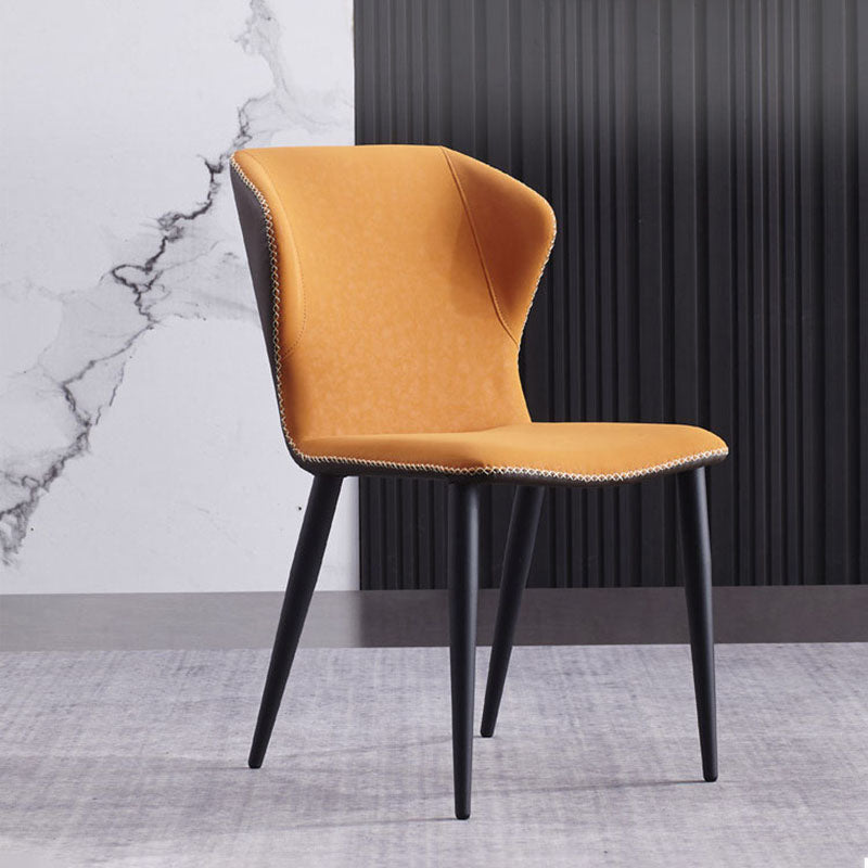 Contemporary Dining and Accent Chairs Matte Finish Leather Curved Wingback Side Chair Clearhalo 'Dining Chairs' 'Dining Tables & Seating' 'dining_chair' 'furn' 'furn_dining_chair' 'Furniture' 'Kitchen & Dining Furniture' 6035928