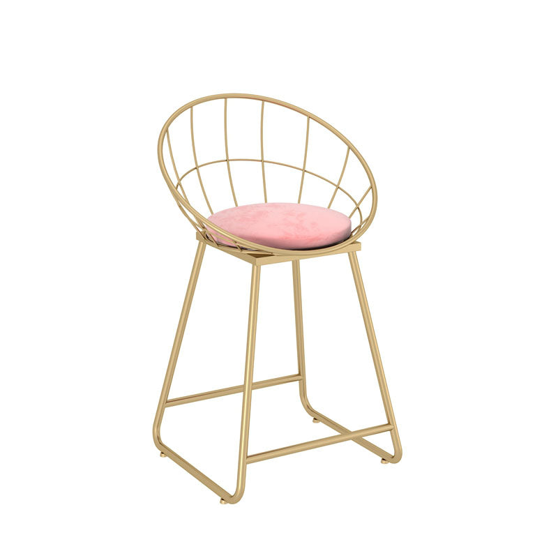 Armless Open Back Dining Chair Nordic Style Metal Dining Room Chair for Home Use Pink 1 Piece Clearhalo 'Dining Chairs' 'Dining Tables & Seating' 'dining_chair' 'furn' 'furn_dining_chair' 'Furniture' 'Kitchen & Dining Furniture' 6035936