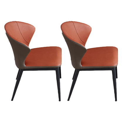 Modern Home Leather Side Chair Matte Finish Wingback Dining Chair