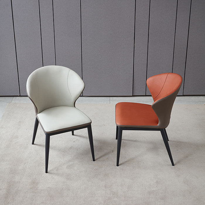 Modern Home Leather Side Chair Matte Finish Wingback Dining Chair