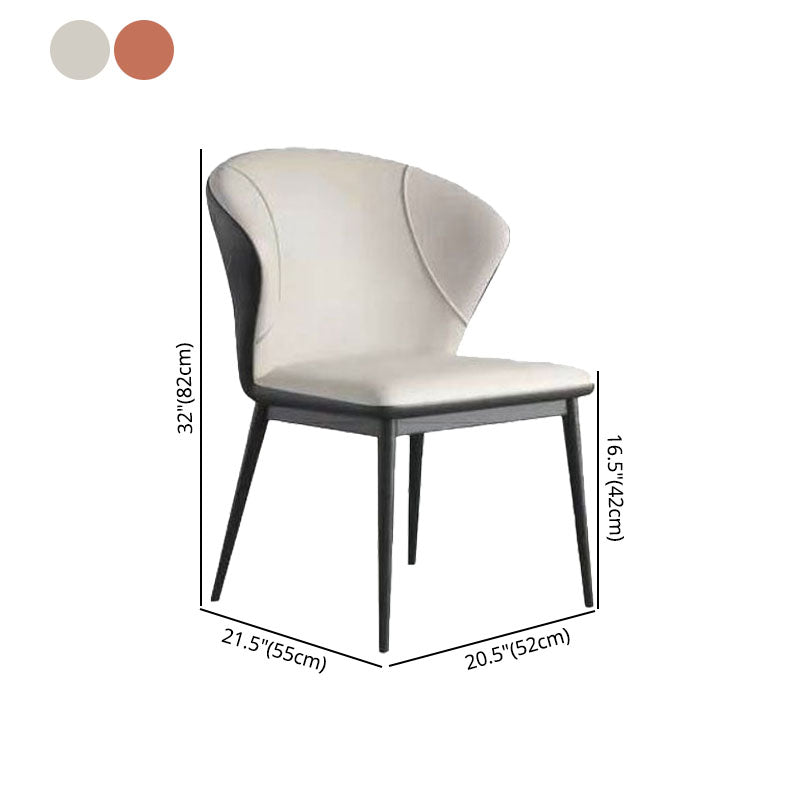 Modern Home Leather Side Chair Matte Finish Wingback Dining Chair