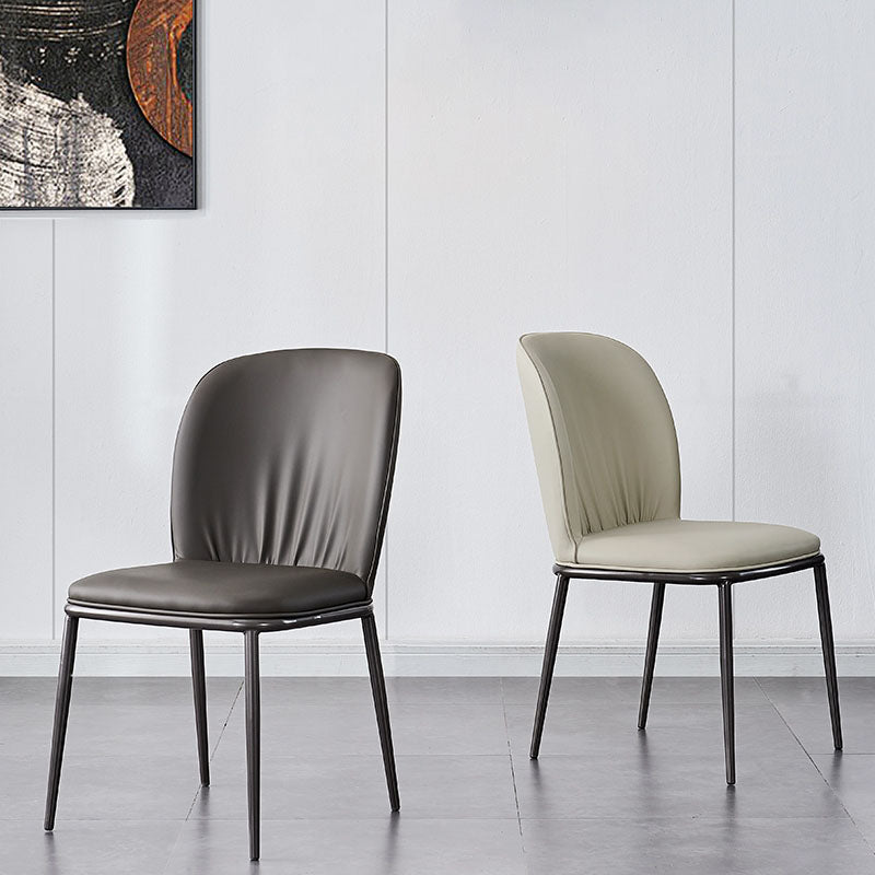 Modern Restaurant Leather Chair Matte Finish Solid Back Dining Chair