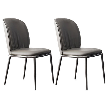 Modern Restaurant Leather Chair Matte Finish Solid Back Dining Chair