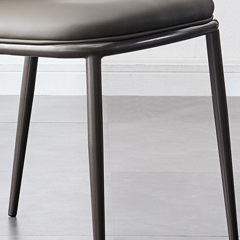 Modern Restaurant Leather Chair Matte Finish Solid Back Dining Chair