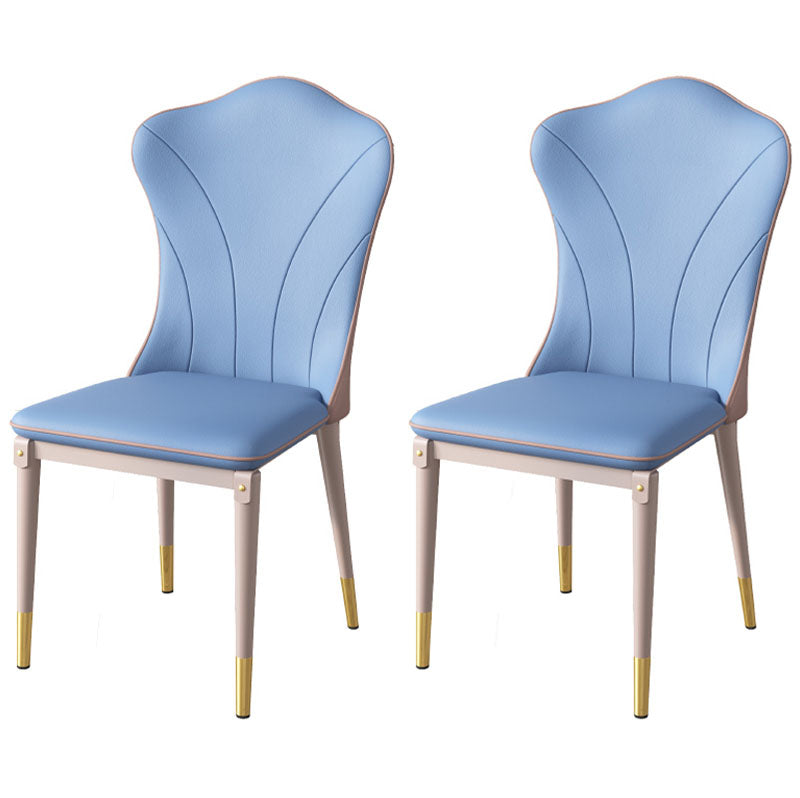 Leather Dining Side Chair Scandinavian Design Solid Back Armless Dining Chairs Blue 2 Piece Set Clearhalo 'Dining Chairs' 'Dining Tables & Seating' 'dining_chair' 'furn' 'furn_dining_chair' 'Furniture' 'Kitchen & Dining Furniture' 6035992