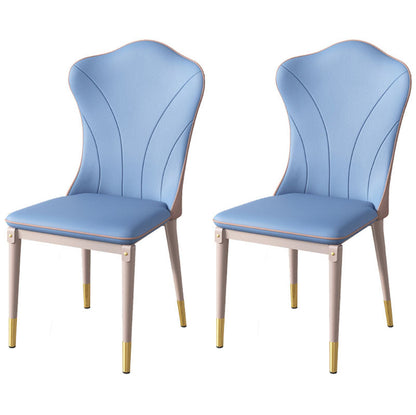 Leather Dining Side Chair Scandinavian Design Solid Back Armless Dining Chairs Blue 2 Piece Set Clearhalo 'Dining Chairs' 'Dining Tables & Seating' 'dining_chair' 'furn' 'furn_dining_chair' 'Furniture' 'Kitchen & Dining Furniture' 6035992
