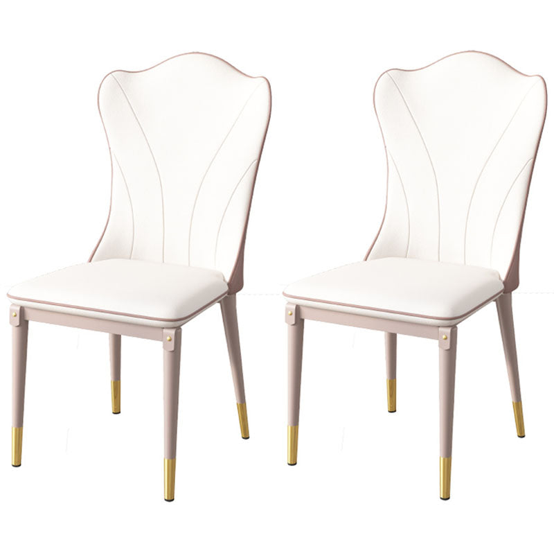Leather Dining Side Chair Scandinavian Design Solid Back Armless Dining Chairs White 2 Piece Set Clearhalo 'Dining Chairs' 'Dining Tables & Seating' 'dining_chair' 'furn' 'furn_dining_chair' 'Furniture' 'Kitchen & Dining Furniture' 6035993