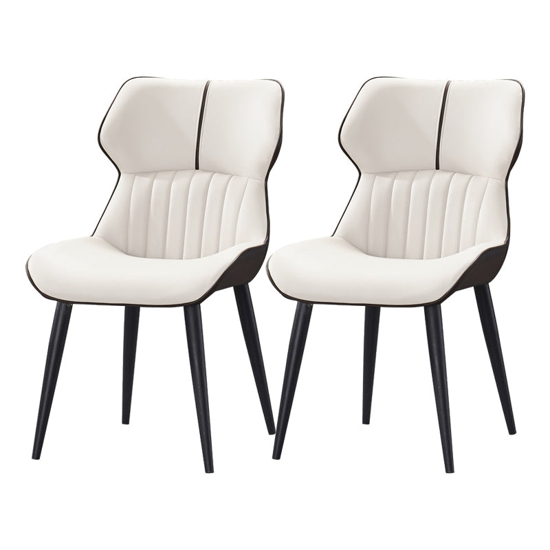 Contemporary Arm Dining Chairs Leather Curved Parsons Chair for Brasserie