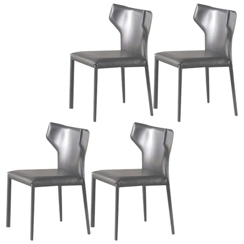 Modern Metal Dining Room Chair Armless Leather Side Chair for Home Use