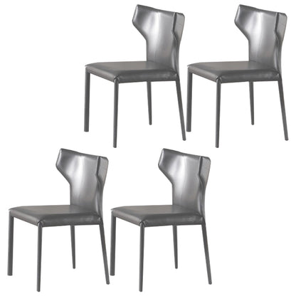 Modern Metal Dining Room Chair Armless Leather Side Chair for Home Use