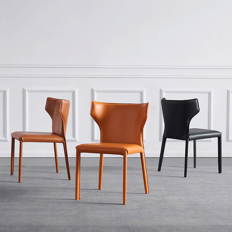 Modern Metal Dining Room Chair Armless Leather Side Chair for Home Use