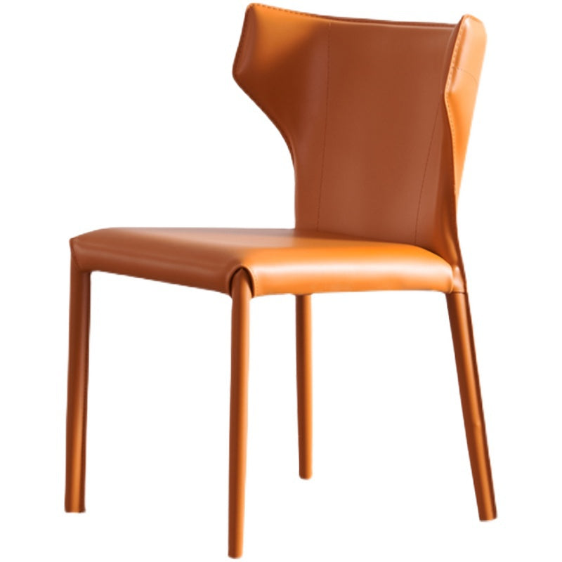 Modern Metal Dining Room Chair Armless Leather Side Chair for Home Use