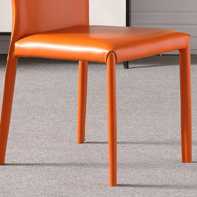 Modern Metal Dining Room Chair Armless Leather Side Chair for Home Use