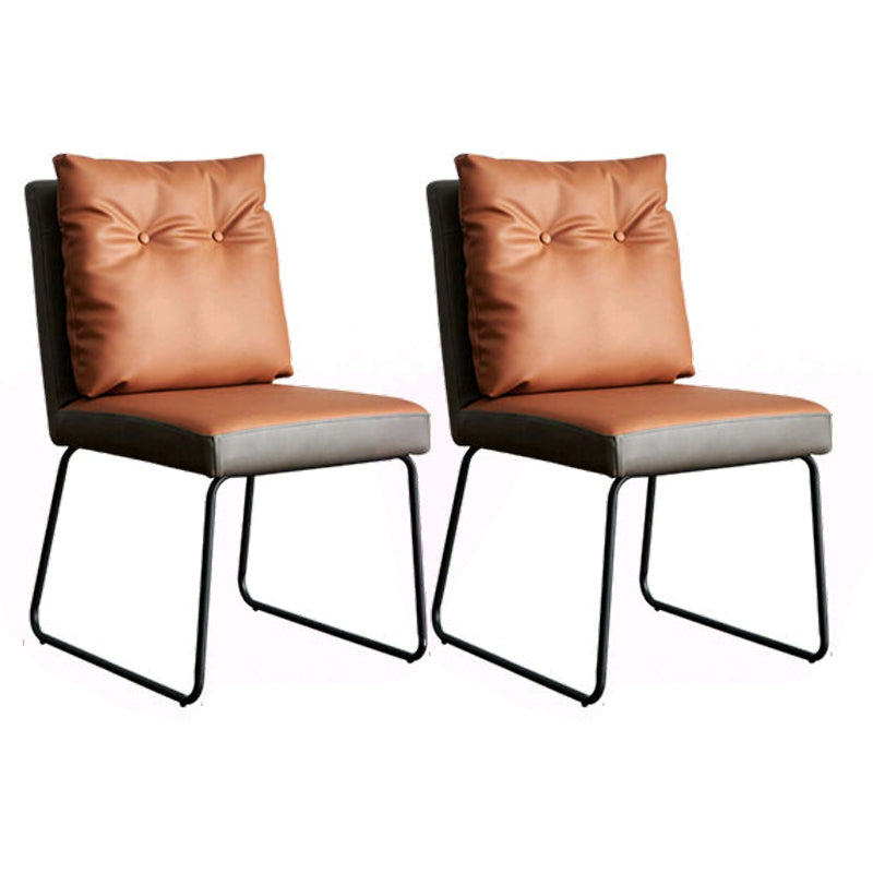 Modern Home Solid Back Chair Leather Matte Finish Dining Chair Brown 2 Piece Set Clearhalo 'Dining Chairs' 'Dining Tables & Seating' 'dining_chair' 'furn' 'furn_dining_chair' 'Furniture' 'Kitchen & Dining Furniture' 6036077