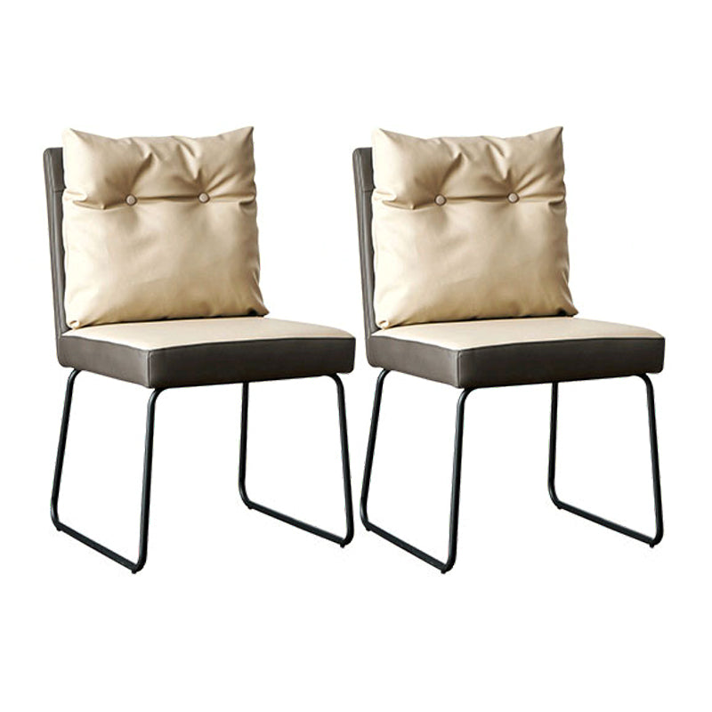 Modern Home Solid Back Chair Leather Matte Finish Dining Chair Off-White 2 Piece Set Clearhalo 'Dining Chairs' 'Dining Tables & Seating' 'dining_chair' 'furn' 'furn_dining_chair' 'Furniture' 'Kitchen & Dining Furniture' 6036078