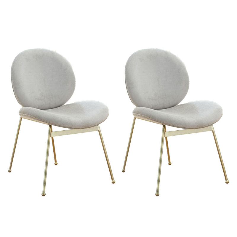 Glam Velvet Dining Room Chairs Metal Dining Armless Chair for Restaurant Use Off-White 2 Piece Set Clearhalo 'Dining Chairs' 'Dining Tables & Seating' 'dining_chair' 'furn' 'furn_dining_chair' 'Furniture' 'Kitchen & Dining Furniture' 6036093