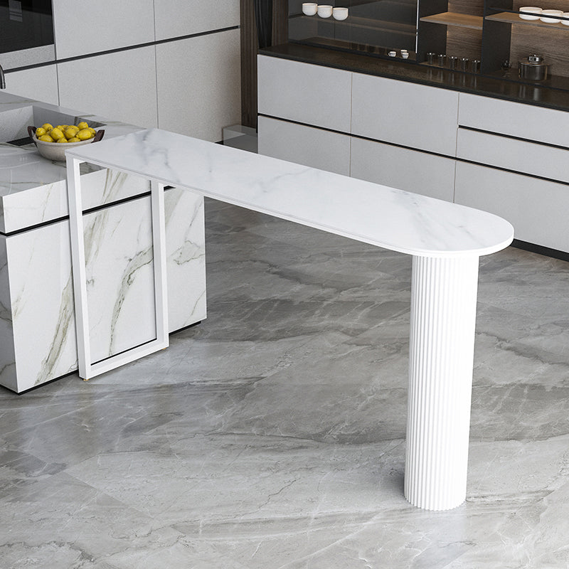 Industrial Stone Pub Dining Set 1/5 Pieces Counter Table with Upholstered Stools White 71"L x 16"W Clearhalo 'Bar Furniture' 'furn' 'furn_home_bar_bar_sets' 'Furniture' 'Home Bars & Bar Sets' 'home_bar_bar_sets' 'Kitchen & Dining Furniture' 6036126