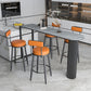 Industrial Stone Pub Dining Set 1/5 Pieces Counter Table with Upholstered Stools 5 Pieces: 1 Gray Table, 4 Orange Stools Clearhalo 'Bar Furniture' 'furn' 'furn_home_bar_bar_sets' 'Furniture' 'Home Bars & Bar Sets' 'home_bar_bar_sets' 'Kitchen & Dining Furniture' 6036131