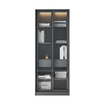 Faux Legno moderno moderno moderno mobile in vetro porta scorrevole armadio per soggiorno