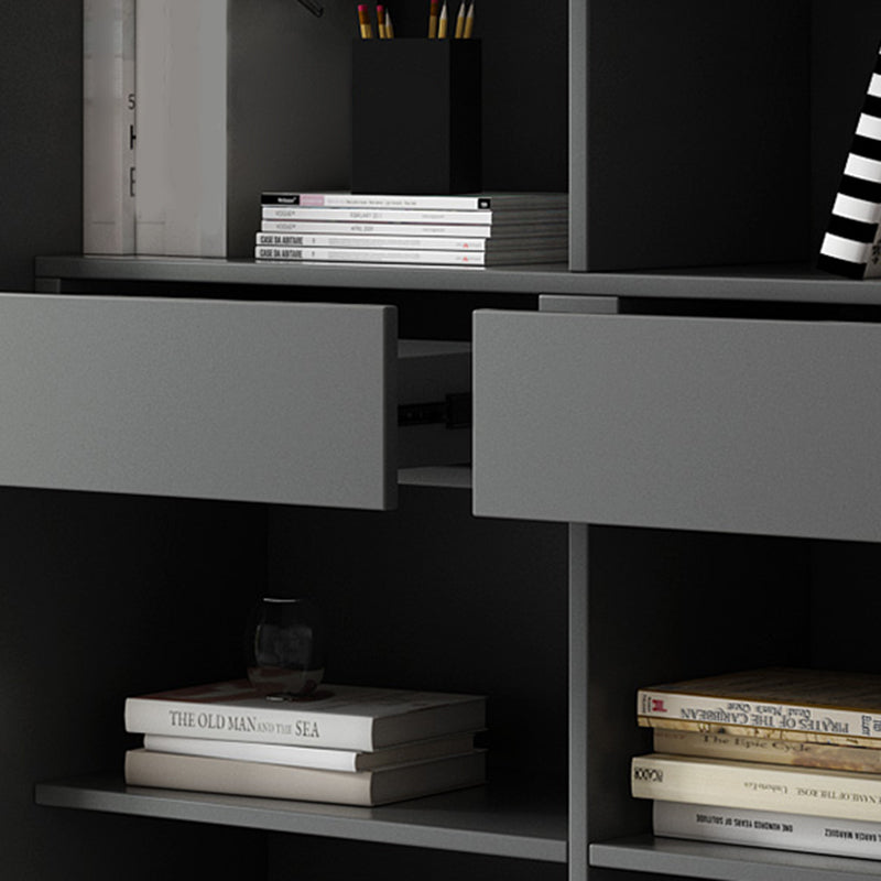 Faux Wood Modern Storage Cabinet Glass Sliding Doors Display Cabinet for Living Room Clearhalo 'Display & China Cabinets' 'display_china_cabinets' 'furn' 'furn_display_china_cabinets' 'Furniture' 'Kitchen & Dining Furniture' 6036215