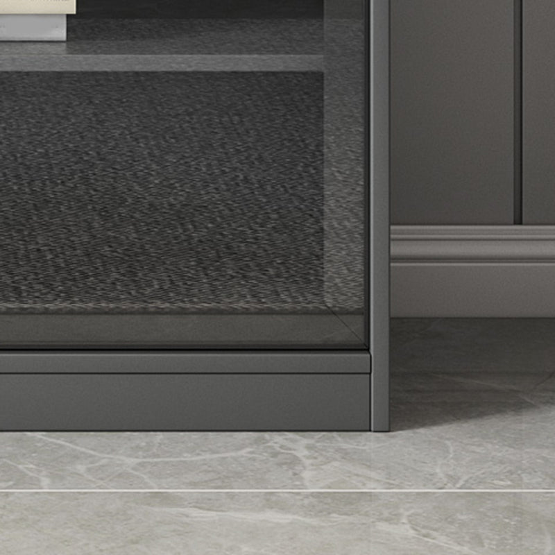Faux Wood Modern Storage Cabinet Glass Sliding Doors Display Cabinet for Living Room Clearhalo 'Display & China Cabinets' 'display_china_cabinets' 'furn' 'furn_display_china_cabinets' 'Furniture' 'Kitchen & Dining Furniture' 6036216
