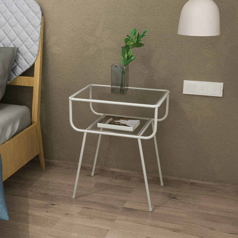 Comodino da tavolo di accento di vetro contemporaneo 23,6 "comodino da letto alto